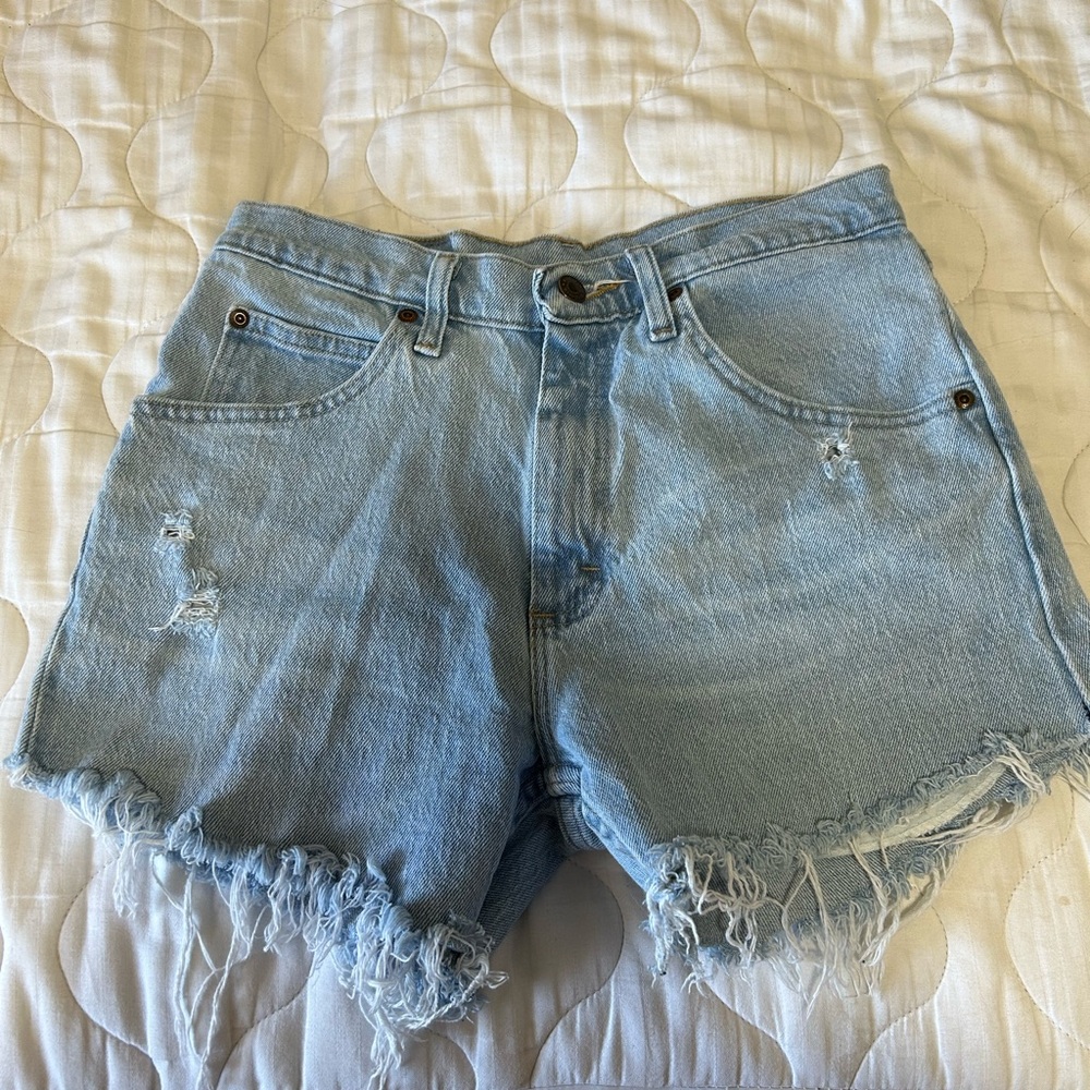 Wrangler Light Blue Frayed Jean Shorts